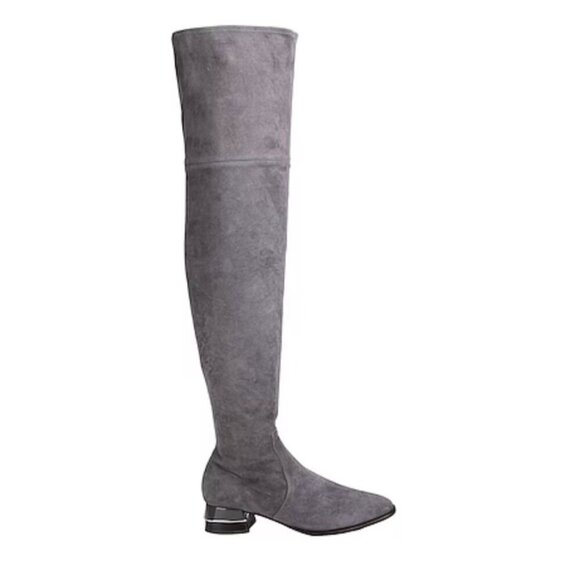 Tory Burch Over the Knee Suede Grey Flat Boots Size 10 - Picture 1 of 12